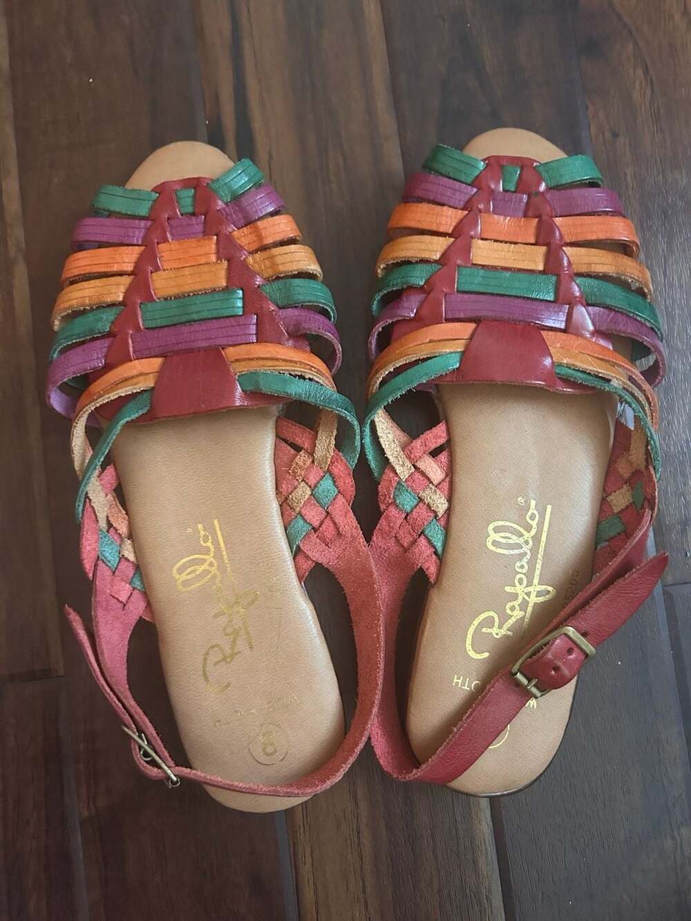 Rapallo Multi-Color Woven Leather Huarache Sandals Size 8 Wide